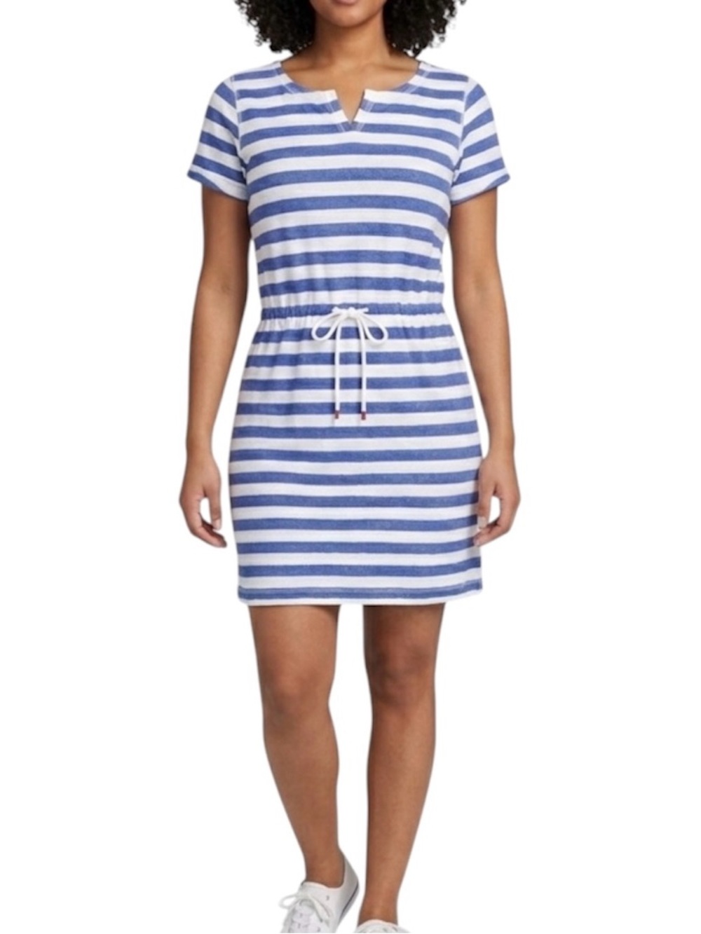 Talbots Blue White Striped Dress Beach Cover Up Summer M Nautical Preppy